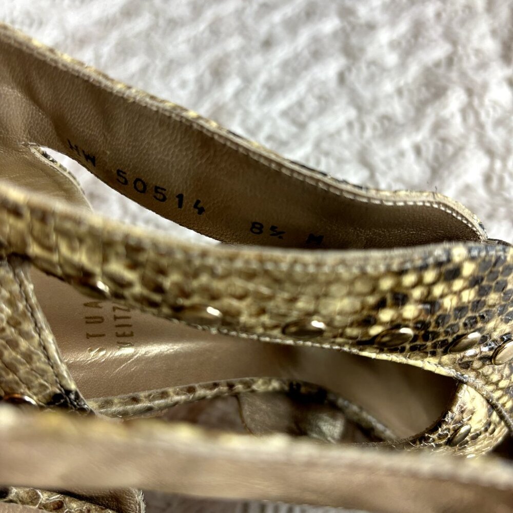 Python Heels Stuart Weitzman Snake Leather Studde… - image 4